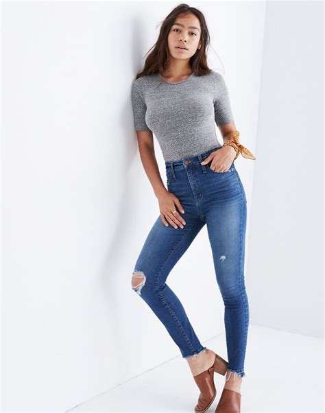 Womens Petite Curvy High Rise Skinny Jeans Drop Step Hem Edition