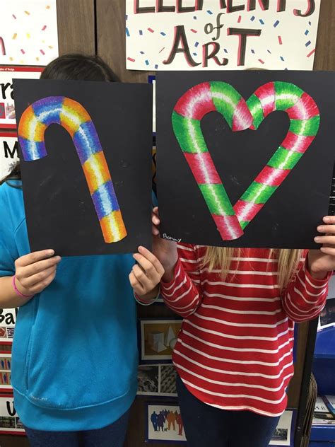 4th And 5th Grade Blended Candy Canes Art Lessons Elementary Christmas