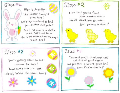Printable Easter Egg Scavenger Hunt Clues Games Erocin
