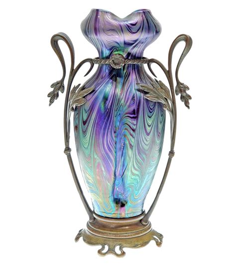 Lot Antique Art Nouveau Loetz Iridescent Glass Vase