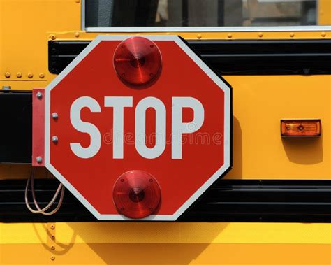 Stop Sign On School Bus Stock Image Image Of Closeup 16095925