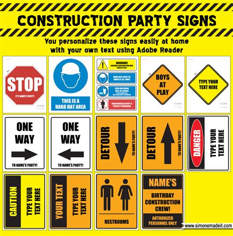 Construction Party Signs Printable Templates Birthday Party Decorations