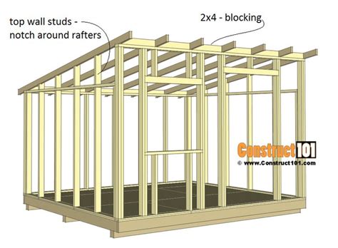 10x12 Lean To Shed Plans Construct101 Shed Plans Lean To Shed