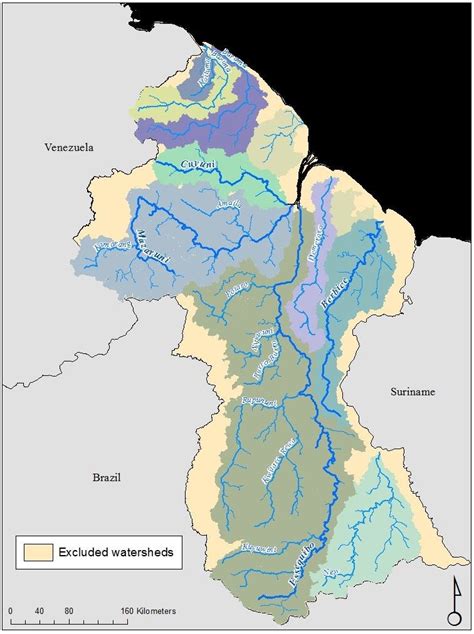 Major Watersheds In Guyana These Watershed Boundaries Were Derived