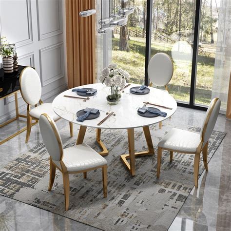 51 Inch Round Dining Table Modern White Faux Marble Top ... Glass coffee tables are also easy to maintain and easily lends themselves to a modern look.