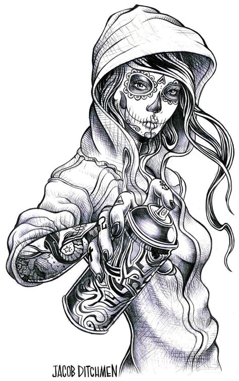 Pin On Gangster Girl Tattoo Drawings