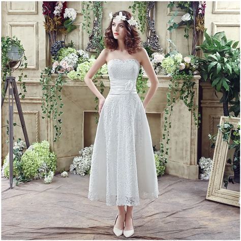 In Stock Cant Custom Made White Wedding Dresses A Line Ankle Length