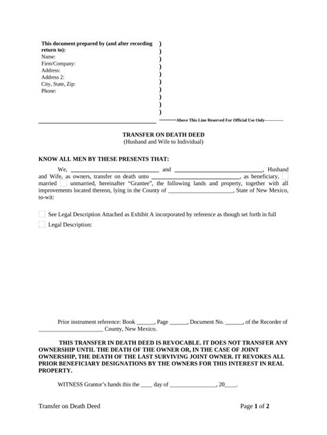 New Mexico Transfer Death Deed Form Fill Out And Sign Printable Pdf