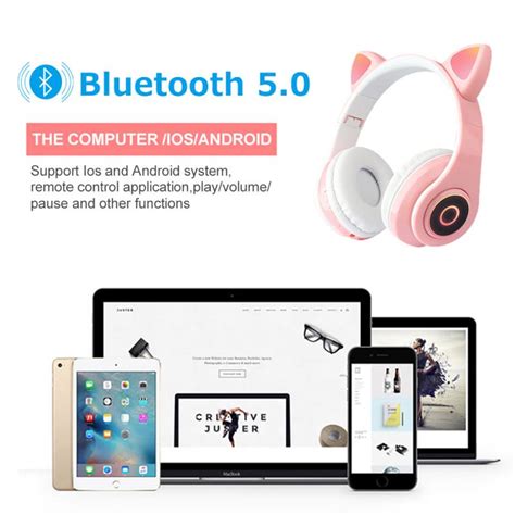 Breathing Light Cat Ears Headphones B39 Stereo Foldable Gamer Headset