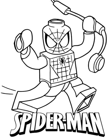 Nothing is impossible to a young mind. LEGO Spiderman minifig coloring picture - Topcoloringpages.net