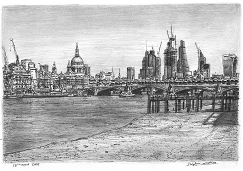 London Skyline Sketch ~ London Skyline Drawing A2 London Landmarks