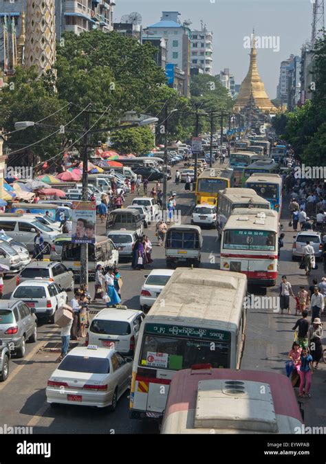 Traffic Jam In Yangon Rangoon Myanmar Burma Asia Stock Photo Alamy