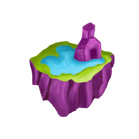 Purple Island Clipart Vector Cartoon Purple Stone Isometric Island