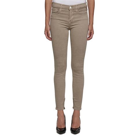 Beige Cotton Stretch Skinny High Rise Jeans Brandalley