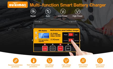 Outerman Car Battery Charger12v 12a24v 85amh Smart Automatic Battery Chargerhigh