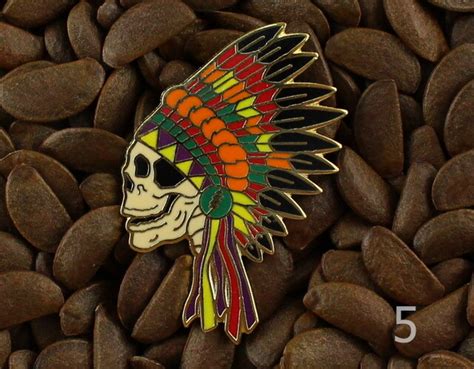 Grateful Dead Pins Native American Indian Headdress Skull Pin
