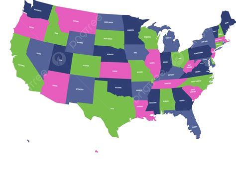 mapa político de estados unidos en 4 colores con etiquetas de estado vector png mapa arkansas