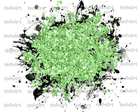 Background Paint Splatter Glitter Green Black Splash Frame Splatter