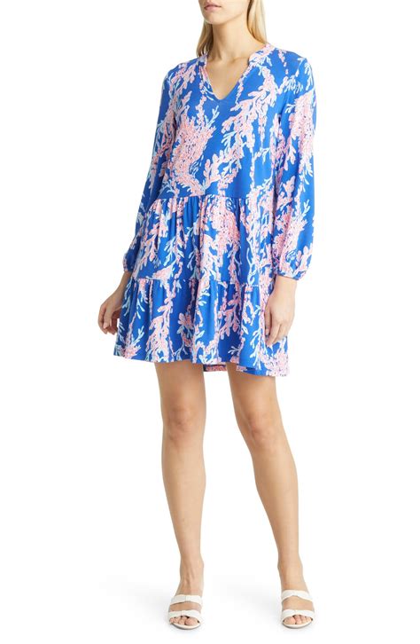 Lilly Pulitzer® Traci Long Sleeve Tiered Dress Borealis Blue