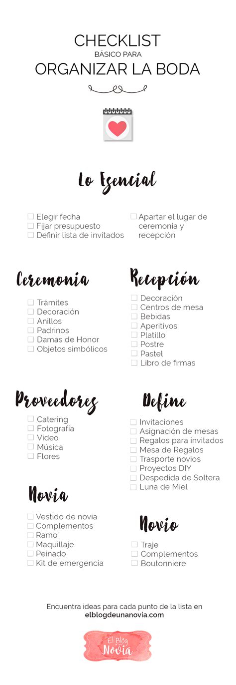 Checklist Básico Para Organizar La Boda El Blog De Una Novia