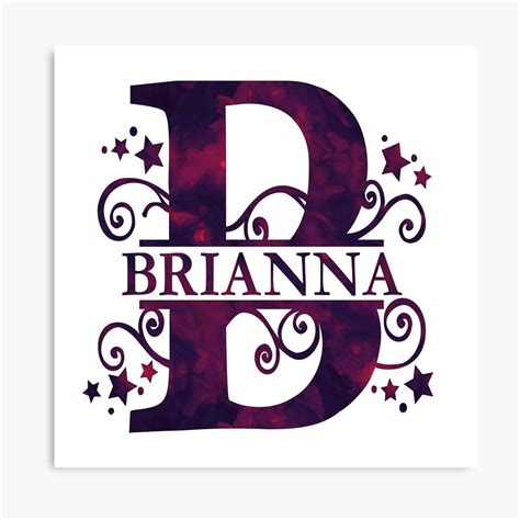 Brianna Girls Name And Monogram In Dark Purple Canvas Print By