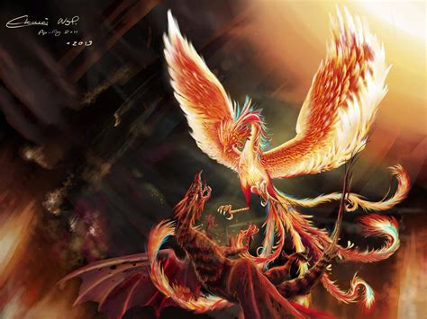 Dragon Vs Phoenix Wallpaper Wallpaper Wide Hd