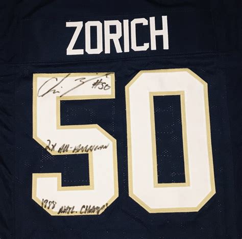 Chris Zorich Signed Navy Notre Dame Jersey With 2 Inscriptions And CSAC