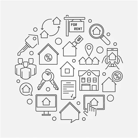 Premium Vector | Apartments for rent round vector outline illustration