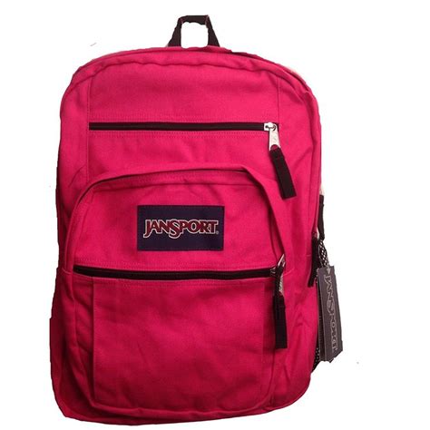 A Pink Jansport Backpack With The Name Jansport On It And Zippers At