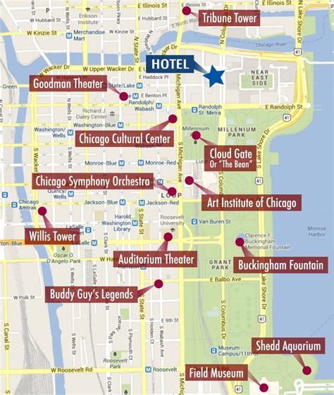Chicago Downtown Map Digital Vector Creative Force Gambaran