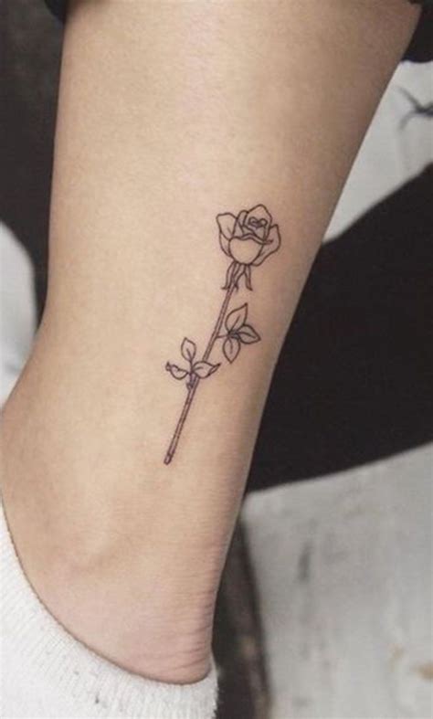 Cute Single Small Rose Foot Ankle Tattoo Ideas For Women