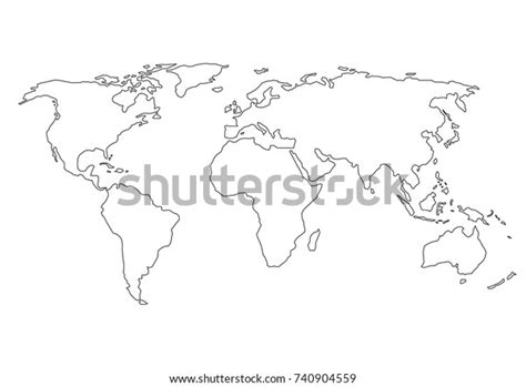 World Map Country Borders Thin Black Stock Vector Royalty Free 740904559