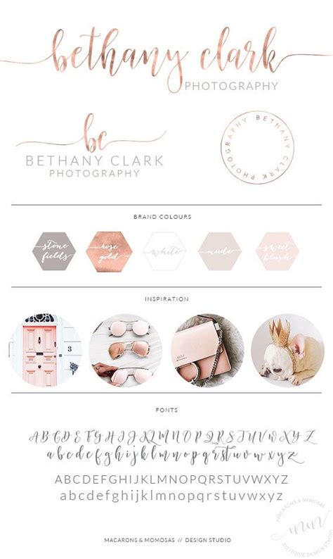 Photography Brand Package Rose Gold Photographer Logo Kit Custom