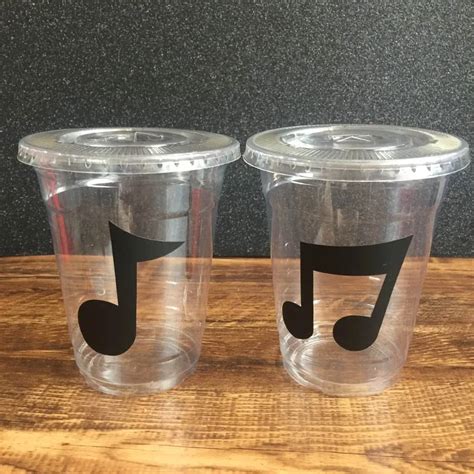 Sticker Clear Disposable Music Note Cups 12oz Treble Clef Party Cups