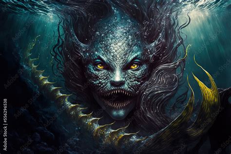 Siren Mermaid Underwater Dark Fantasy Horror Demons Art