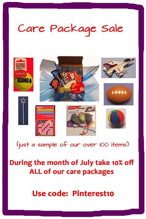 We did not find results for: Until 7-31-17 take 10% off all care packages with code ...