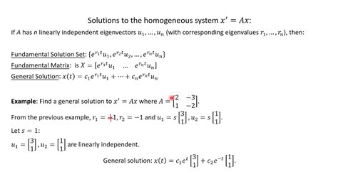 Homogeneous Linear Systems With Constant Coefficients Differential