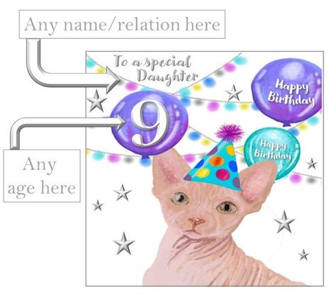 Sphynx Cat Birthday Card Personalised Card Friend Card Etsy Uk