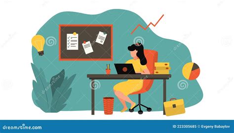 Remote Work At Home, New Trend - Vector Stock Illustration
