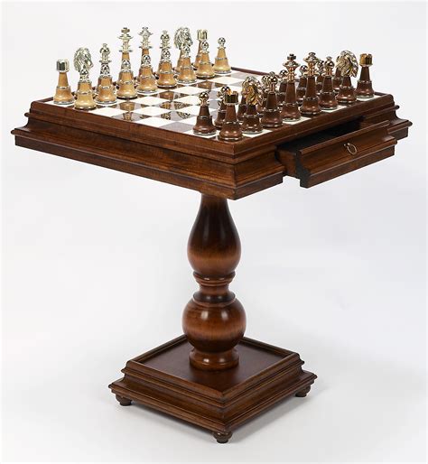 Champion Chessmen And Marble Table Chess Tables With Staunton Chessmen