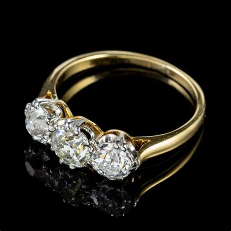 Antique Victorian 190 Carat Diamond Trilogy Circa 1900 Engagement Ring