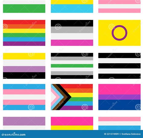 Vector Flat Gender And Sexual Lgbt Flag Icons Set Stock Vector