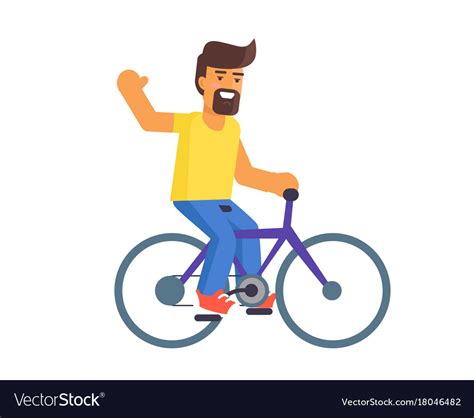 bearded man riding on bike royalty free vector image