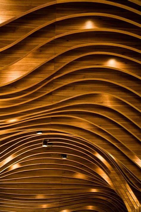 The Wooden Ceiling Creates A Beautiful Sense Of Movement With Its Undulating Pattern Of Waves