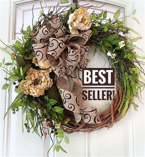 Gorgeous Wreath For Front Door Year Round Porch Decor Https Etsy