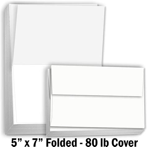 Hamilco Card Stock Folded Blank Cards With Envelopes 5x7 Scored