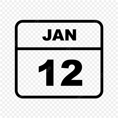 January Calendar Clipart Vector January 12th Date On A Single Day