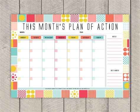 Monthly Planner Printable Diy Organiser Mid By Samosbornestore £250