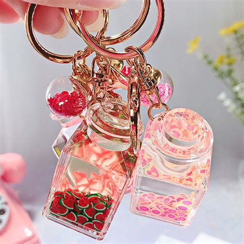 Cute Creative Glitter Key Chain Quicksand Keychain Liquid Floating