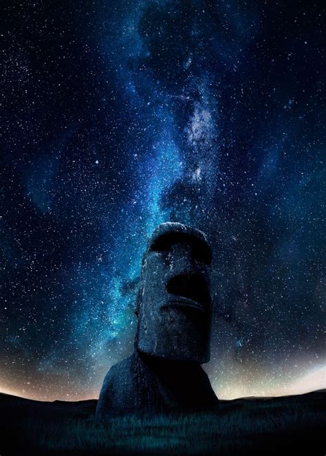 Night Moai Poster By Mcashe Art Displate